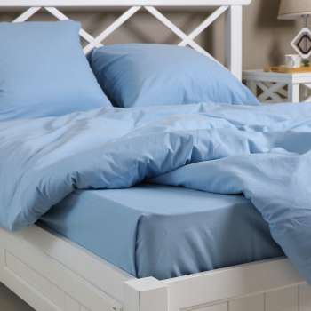 Простыня 180х220 blue поплин LUNA home