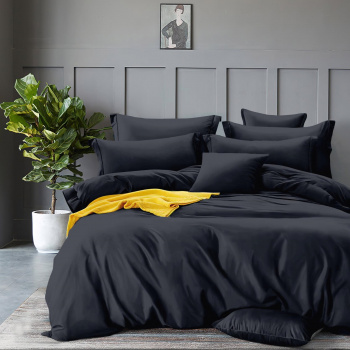 КПБ Семейный black тенсель LUNA home