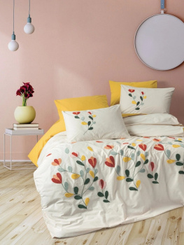 КПБ Евро Nella MUSTARD ранфорс COTTON BOX