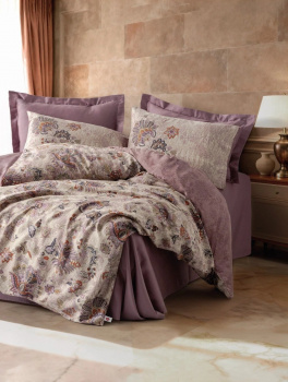КПБ Евро Majolica DARK PURPLE сатин COTTON BOX
