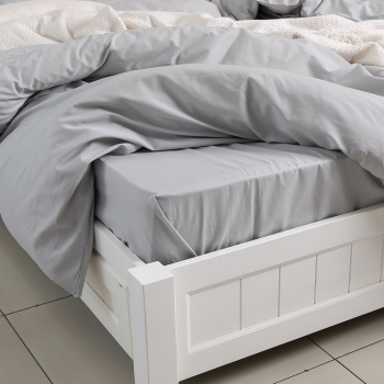 Простыня 90х200х25 grey поплин на резинке LUNA home